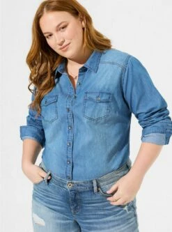Taylor Medium Wash Denim Button-Down Shirt