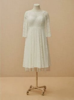 Ivory Lace Tea-Length Wedding Dress -Clothing Shop 11571098 00148 av7