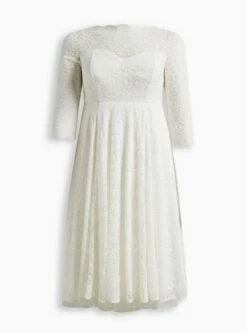Ivory Lace Tea-Length Wedding Dress -Clothing Shop 11571098 00148 flat 1