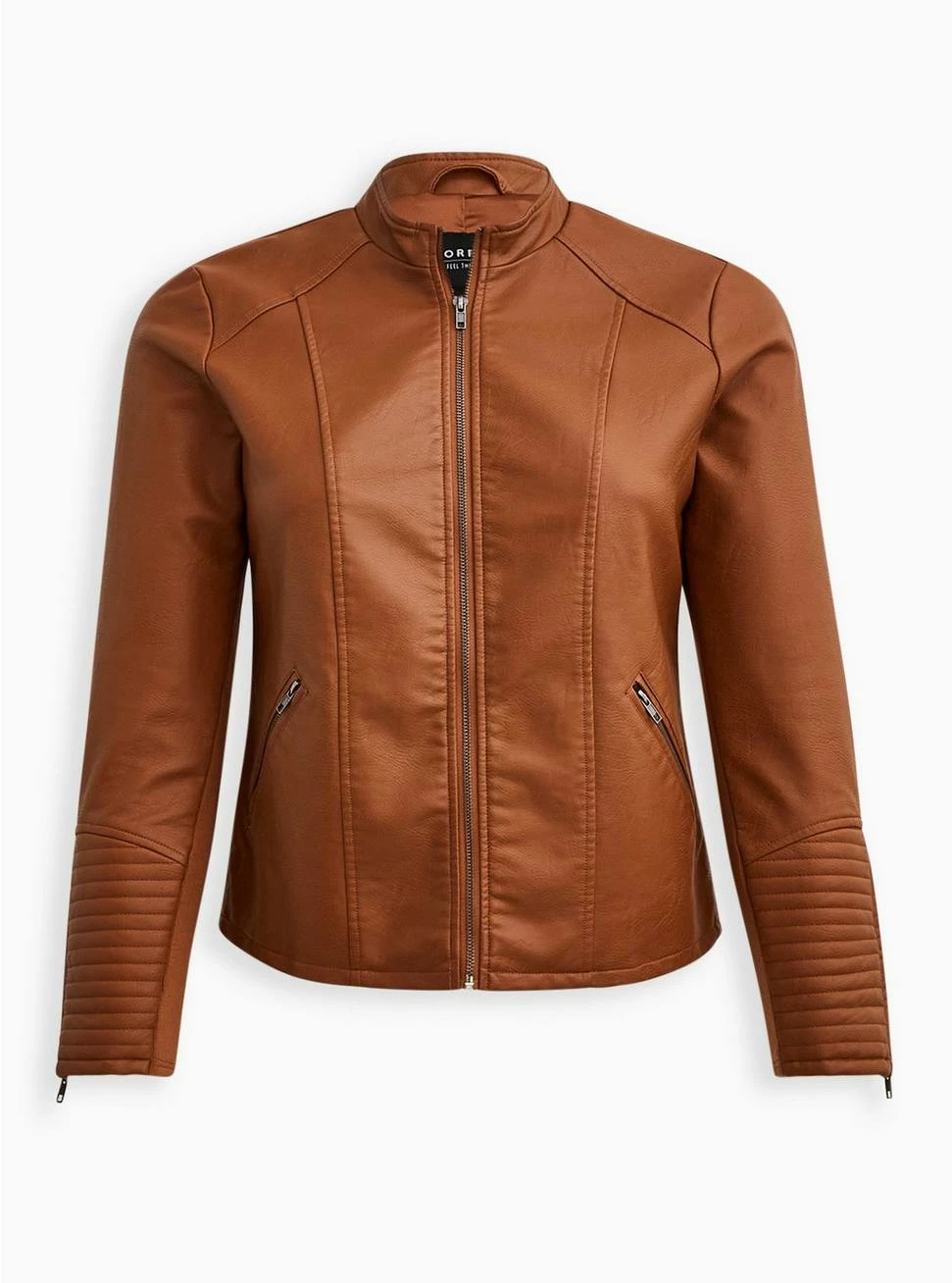 Faux Leather Collarless Moto Jacket 4 Faux Leather Collarless Moto Jacket - Image 4