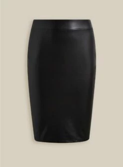 Black Faux Pleather Pencil Skirt -Clothing Shop 12069848 00684 flat