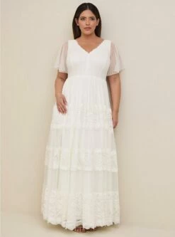 Ivory Lace A-line Boho Wedding Dress -Clothing Shop 12448363 05590 av3