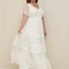 Ivory Lace A-line Boho Wedding Dress