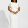 Ivory Lace Short Sleeve Fit & Flare Wedding Dress
