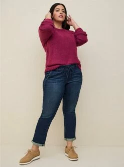 Pull-On Boyfriend Straight Super Soft Mid-Rise Jean