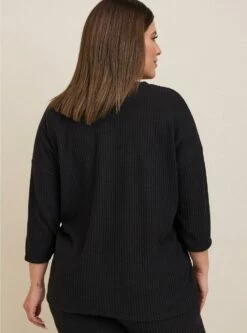 Super Soft Plush Waffle Long Sleeve Dolman Lounge Tee -Clothing Shop 15949565 00684 av2