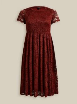 Midi Lace Fit And Flare Dress -Clothing Shop 16162596 02785 flat