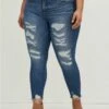 Bombshell Skinny Premium Stretch High-Rise Destructed Jean