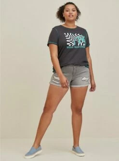 Mid Rise Shortie Short - Super Soft Grey Wash -Clothing Shop 17401145 09609 av7