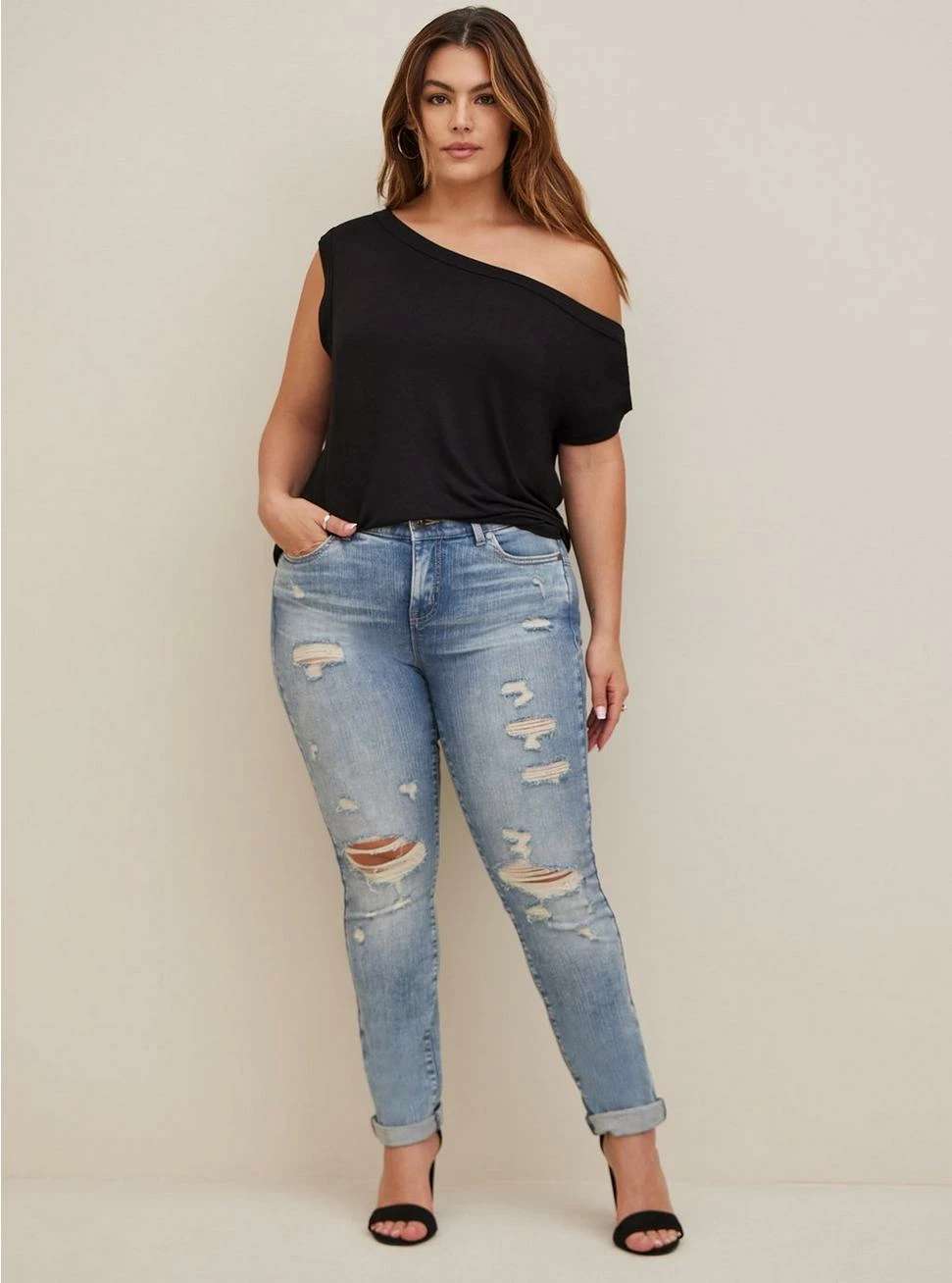 Super Soft Off-Shoulder Asymmetrical Sleeve Top 2 Super Soft Off-Shoulder Asymmetrical Sleeve Top - Image 2