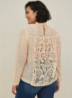Mixed Lace High Neck Top -Clothing Shop 18410580 00177 av2