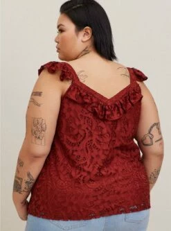 Lace Ruffle Short Sleeve Crop Top -Clothing Shop 18627010 05043 av2