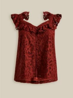 Lace Ruffle Short Sleeve Crop Top -Clothing Shop 18627010 05043 flat