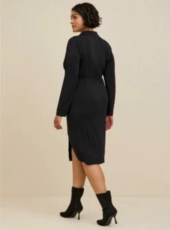 At The Knee Studio Knit Collared Dress -Clothing Shop 18914775 00684 av2