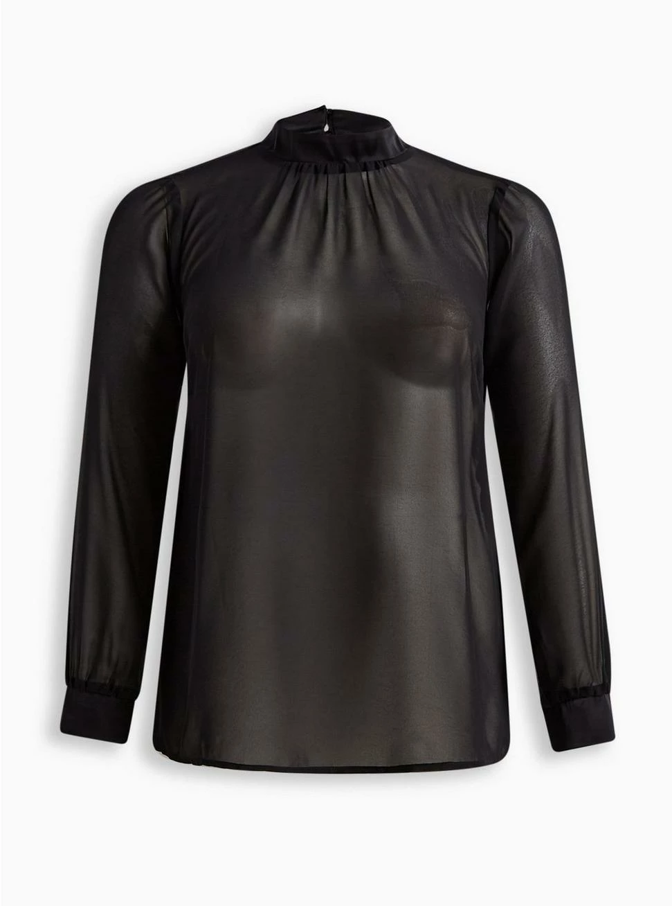 Chiffon With Satin Trim Turtleneck Top 5 Chiffon With Satin Trim Turtleneck Top - Image 5