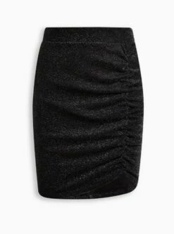 At The Knee Glitter Knit Cinched Bodycon Skirt -Clothing Shop 19002062 01770 flat
