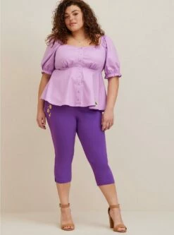 Disney Tangled Rupunzel Peplum Stretch Poplin Blouse -Clothing Shop 19415773 00005 av2