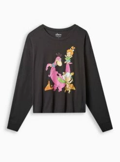 Warner Bros Flintstone Classic Fit Cotton Crew Neck Long Sleeve Crop Top