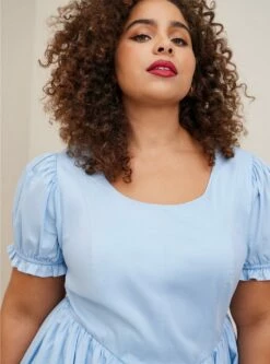 Disney Cinderella Stretch Poplin Puff Sleeve Midi Dress -Clothing Shop 19466508 00134 av3