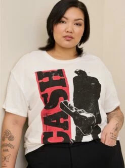 Johnny Cash Relaxed Fit Cotton Crew Neck Tee