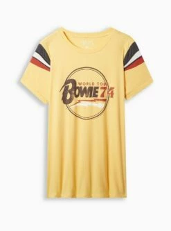 David Bowie Classic Fit Cotton Crew Neck Stripe Tee