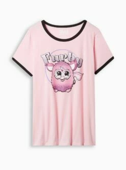 Furby Classic Fit Cotton Crew Neck Ringer Tee