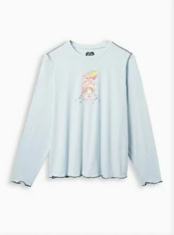 Care Bears Slim Fit Cotton Long Sleeve Lettuce Hem Crop Tee
