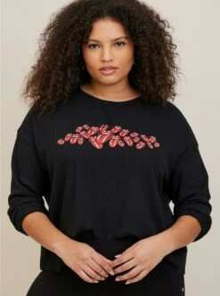 Rolling Stones Waffle Crop Long Sleeve Tee