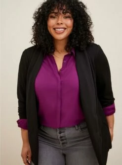 Studio Cupro Double Button Long Line Blazer