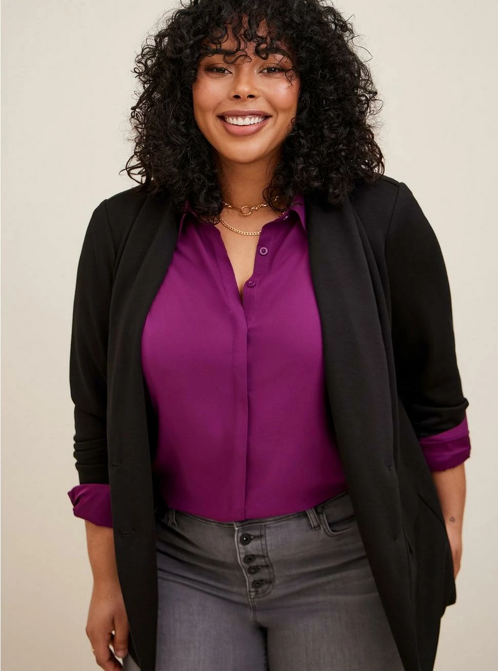 Studio Cupro Double Button Long Line Blazer 1 Studio Cupro Double Button Long Line Blazer