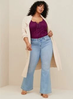 Lace Corset Seamed Lace-Up Bodysuit -Clothing Shop 19553811 00005 av2