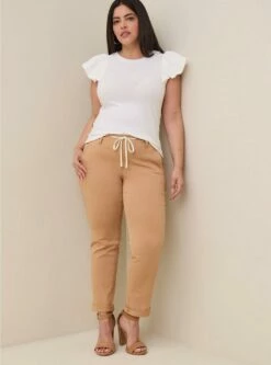 Pull-On Boyfriend Straight Stretch Twill Mid-Rise Pant