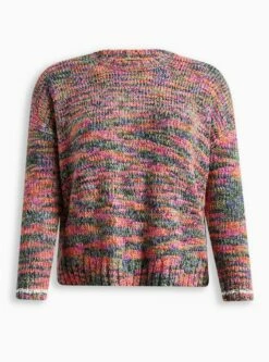 Spacedye Pullover Drop Shoulder Crop Sweater -Clothing Shop 19570307 00115 flat