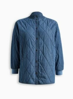 Chambray Quilted Shacket -Clothing Shop 19576110 01391 flat