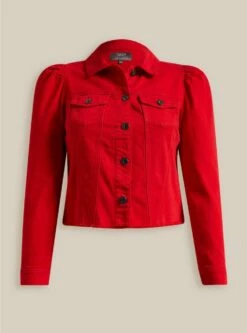 Denim Puff Sleeve Trucker Jacket -Clothing Shop 19576119 08173 flat