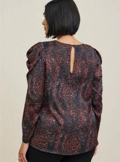 Satin Puff Long Sleeve Top -Clothing Shop 19699529 06662 av2