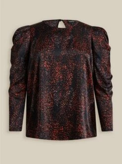 Satin Puff Long Sleeve Top -Clothing Shop 19699529 06662 flat