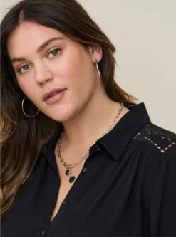 Madison Shirring And Embroidered Long Sleeve Shirt -Clothing Shop 40030128 00684 av3