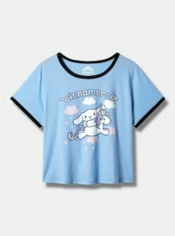 Cinnamoroll Classic Fit Crew Neck Ringer Crop Tee