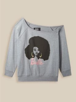 Barbie French Terry Off Shoulder Sweatshirt