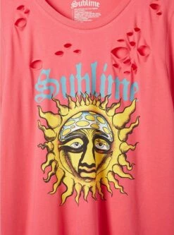 Sublime Relax Fit Cotton Distressed Tunic Tee -Clothing Shop 40050082 00004 av3