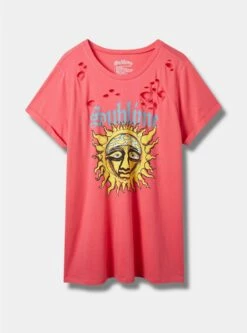 Sublime Relax Fit Cotton Distressed Tunic Tee