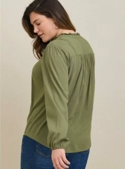 Rayon Slub Peasant Long Sleeve Top -Clothing Shop 40050453 10321 av2