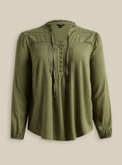 Rayon Slub Peasant Long Sleeve Top -Clothing Shop 40050453 10321 flat