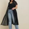 Mixed Lace Shirt Maxi Kimono