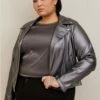 Faux Leather Metallic Moto Jacket