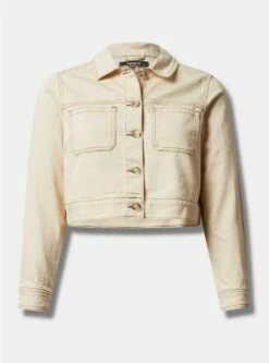 Denim Crop Patch Pocket Jacket -Clothing Shop 40060341 00127 flat