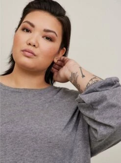 Cotton Modal Slub Drop Shoulder Tie Hem Long Sleeve Top -Clothing Shop 40060441 00147 av3