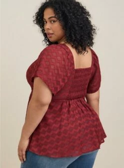 Fit And Flare Textured Chiffon Top -Clothing Shop 40070657 10323 av2