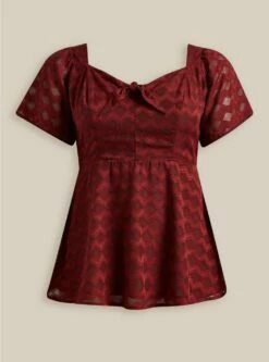 Fit And Flare Textured Chiffon Top -Clothing Shop 40070657 10323 flat